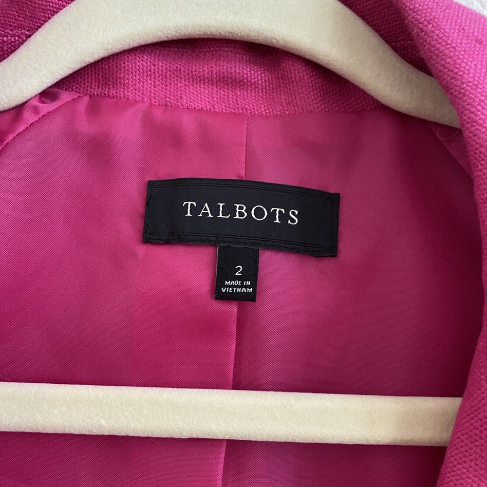 Talbots -Sz 2 Hot Pink Fab Jackie Linen 2 Button Swing Jacket Blazer Linen Coat - Picture 4 of 12